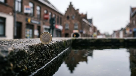Illustration éditoriale représentant le poids invisible des agios bancaires sur les finances personnelles en Belgique